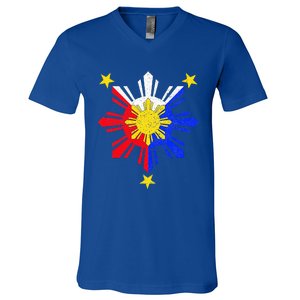 Pinoy Filipino Philippine Flag Sun V-Neck T-Shirt