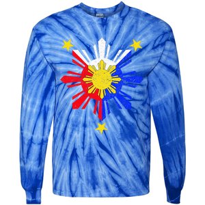 Pinoy Filipino Philippine Flag Sun Tie-Dye Long Sleeve Shirt