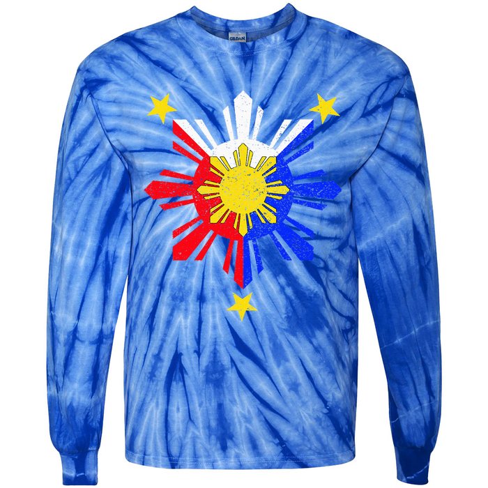 Pinoy Filipino Philippine Flag Sun Tie-Dye Long Sleeve Shirt