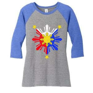 Pinoy Filipino Philippine Flag Sun Women's Tri-Blend 3/4-Sleeve Raglan Shirt