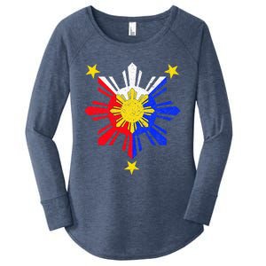 Pinoy Filipino Philippine Flag Sun Women's Perfect Tri Tunic Long Sleeve Shirt