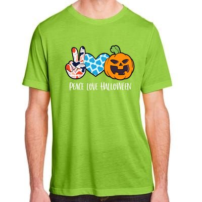 Pumpkin Face Peace Love Halloween Meaningful Gift Adult ChromaSoft Performance T-Shirt