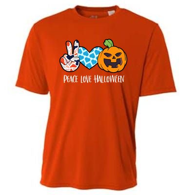 Pumpkin Face Peace Love Halloween Meaningful Gift Cooling Performance Crew T-Shirt