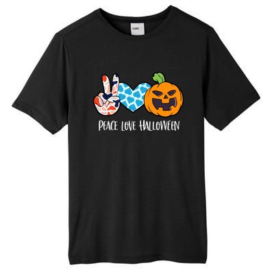 Pumpkin Face Peace Love Halloween Meaningful Gift Tall Fusion ChromaSoft Performance T-Shirt