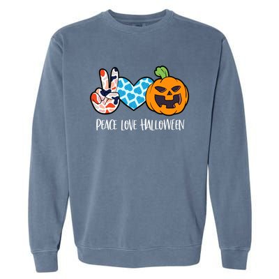 Pumpkin Face Peace Love Halloween Meaningful Gift Garment-Dyed Sweatshirt