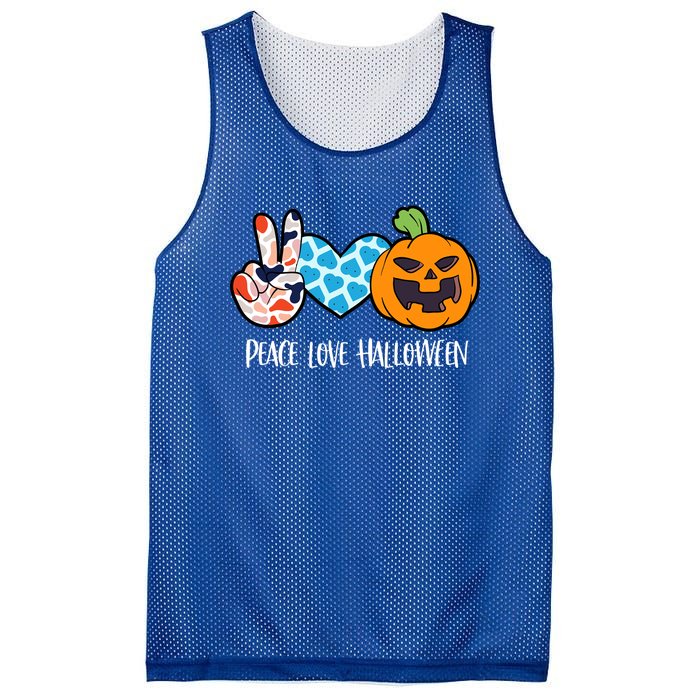 Pumpkin Face Peace Love Halloween Meaningful Gift Mesh Reversible Basketball Jersey Tank