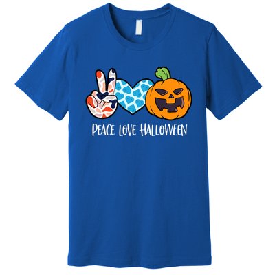 Pumpkin Face Peace Love Halloween Meaningful Gift Premium T-Shirt