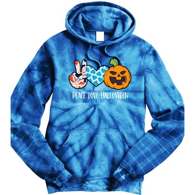 Pumpkin Face Peace Love Halloween Meaningful Gift Tie Dye Hoodie