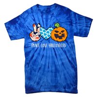 Pumpkin Face Peace Love Halloween Meaningful Gift Tie-Dye T-Shirt