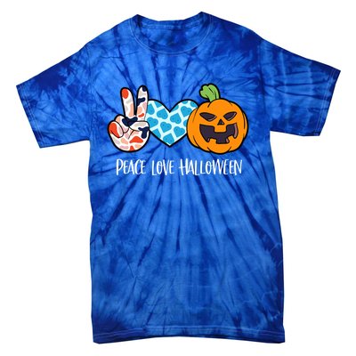 Pumpkin Face Peace Love Halloween Meaningful Gift Tie-Dye T-Shirt