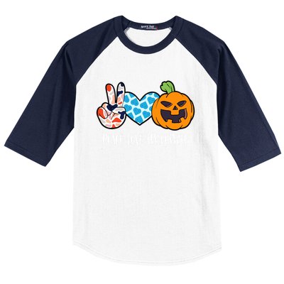 Pumpkin Face Peace Love Halloween Meaningful Gift Baseball Sleeve Shirt