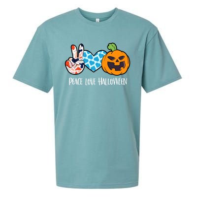 Pumpkin Face Peace Love Halloween Meaningful Gift Sueded Cloud Jersey T-Shirt