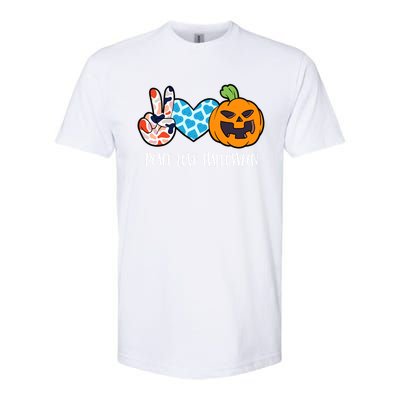 Pumpkin Face Peace Love Halloween Meaningful Gift Softstyle CVC T-Shirt