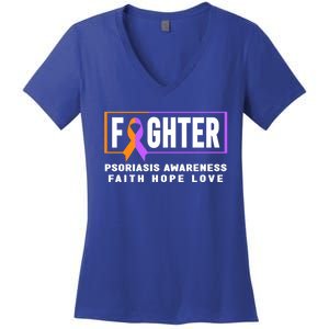 Psoriasis Fighter Psoriasis Awareness Meaningful Gift Women's V-Neck T-Shirt