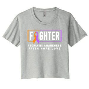 Psoriasis Fighter Psoriasis Awareness Meaningful Gift Women's Crop Top Tee