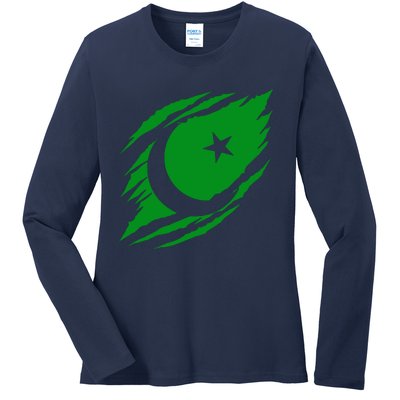 Pakistani Flag Ladies Long Sleeve Shirt