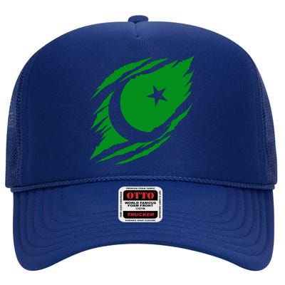 Pakistani Flag High Crown Mesh Back Trucker Hat