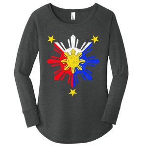 Pinoy Filipino Philippine Flag Sun Women's Perfect Tri Tunic Long Sleeve Shirt