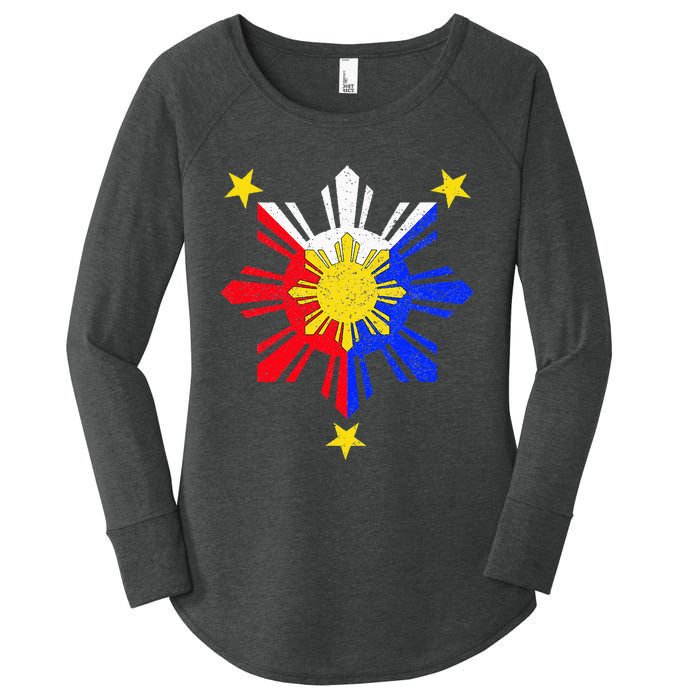 Pinoy Filipino Philippine Flag Sun Women's Perfect Tri Tunic Long Sleeve Shirt