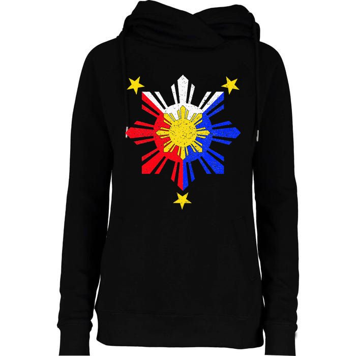 Pinoy Filipino Philippine Flag Sun Womens Funnel Neck Pullover Hood