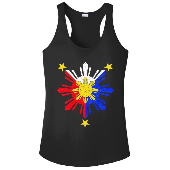 Pinoy Filipino Philippine Flag Sun Ladies PosiCharge Competitor Racerback Tank