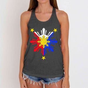 Pinoy Filipino Philippine Flag Sun Women's Knotted Racerback Tank