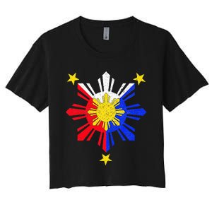 Pinoy Filipino Philippine Flag Sun Women's Crop Top Tee