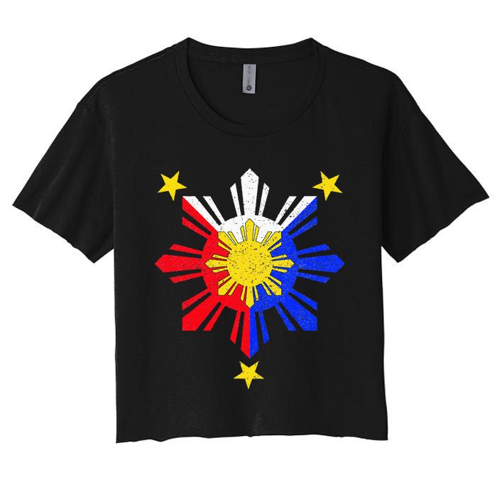 Pinoy Filipino Philippine Flag Sun Women's Crop Top Tee