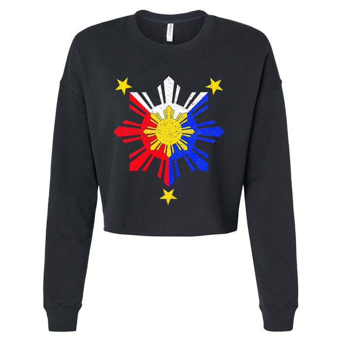 Pinoy Filipino Philippine Flag Sun Cropped Pullover Crew