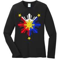 Pinoy Filipino Philippine Flag Sun Ladies Long Sleeve Shirt