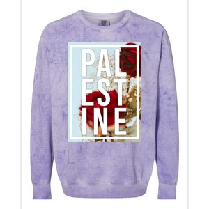 Palestine Free Palestine Free Gaza Palestine Flag Arabic Design Colorblast Crewneck Sweatshirt