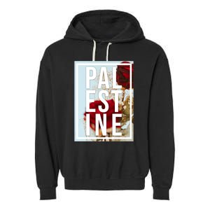 Palestine Free Palestine Free Gaza Palestine Flag Arabic Design Garment-Dyed Fleece Hoodie