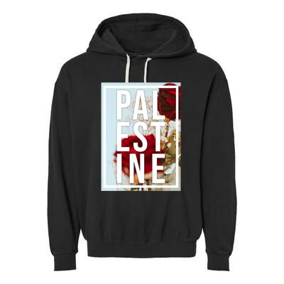 Palestine Free Palestine Free Gaza Palestine Flag Arabic Design Garment-Dyed Fleece Hoodie