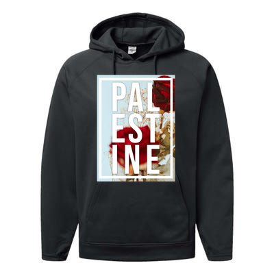 Palestine Free Palestine Free Gaza Palestine Flag Arabic Design Performance Fleece Hoodie