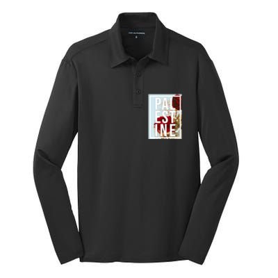 Palestine Free Palestine Free Gaza Palestine Flag Arabic Design Silk Touch Performance Long Sleeve Polo