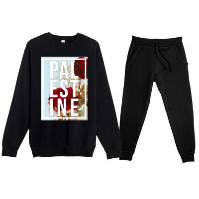 Palestine Free Palestine Free Gaza Palestine Flag Arabic Design Premium Crewneck Sweatsuit Set