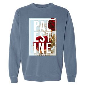 Palestine Free Palestine Free Gaza Palestine Flag Arabic Design Garment-Dyed Sweatshirt