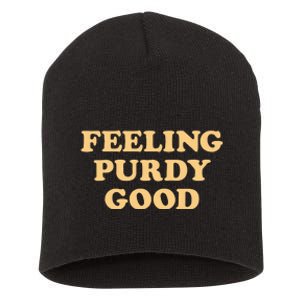 Pu.Rdy Feeling Pur.Dy Good Meme Short Acrylic Beanie