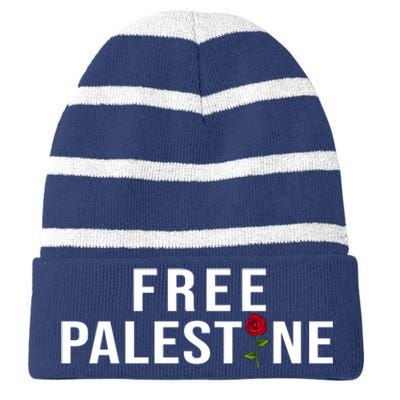 Palestine Free Palestine Free Gaza Palestine Striped Beanie with Solid Band