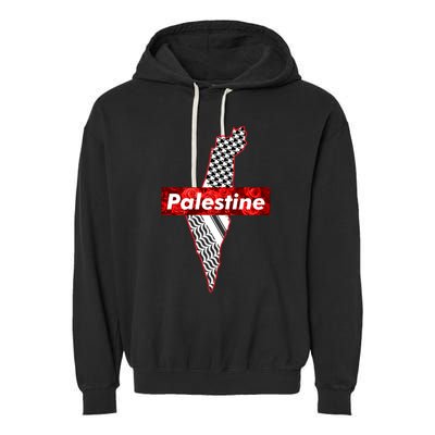 Palestine Free Palestine In Arabic Free Gaza Palestine Flag Vintage Garment-Dyed Fleece Hoodie