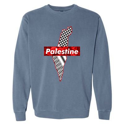 Palestine Free Palestine In Arabic Free Gaza Palestine Flag Vintage Garment-Dyed Sweatshirt