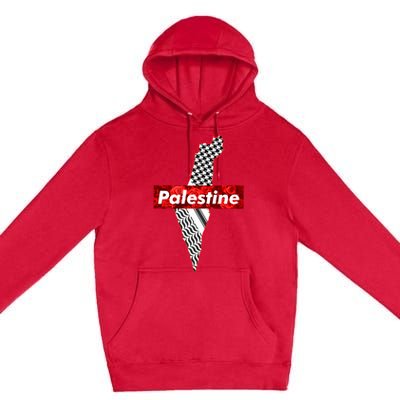 Palestine Free Palestine In Arabic Free Gaza Palestine Flag Vintage Premium Pullover Hoodie