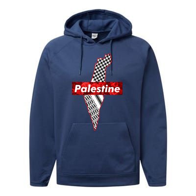 Palestine Free Palestine In Arabic Free Gaza Palestine Flag Vintage Performance Fleece Hoodie