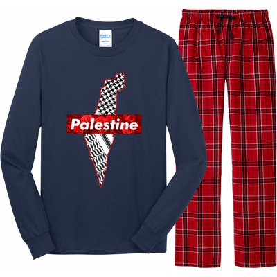 Palestine Free Palestine In Arabic Free Gaza Palestine Flag Vintage Long Sleeve Pajama Set