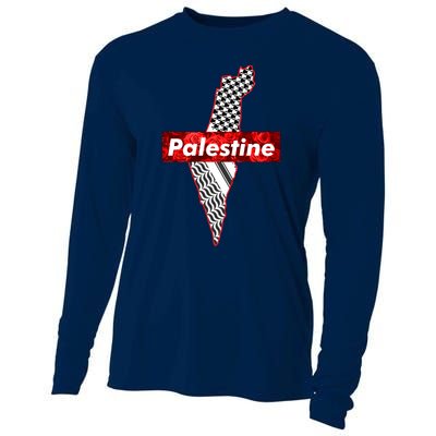 Palestine Free Palestine In Arabic Free Gaza Palestine Flag Vintage Cooling Performance Long Sleeve Crew