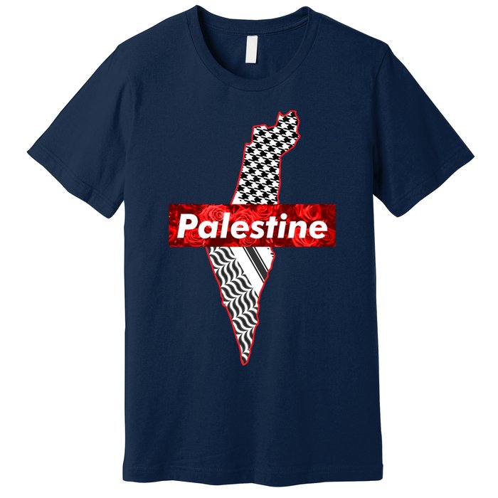 Palestine Free Palestine In Arabic Free Gaza Palestine Flag Vintage Premium T-Shirt