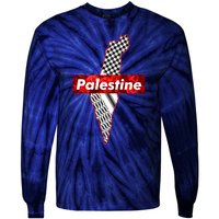 Palestine Free Palestine In Arabic Free Gaza Palestine Flag Vintage Tie-Dye Long Sleeve Shirt