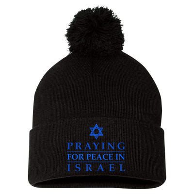 PRAYING FOR PEACE IN ISRAEL Star of David Blue Pom Pom 12in Knit Beanie