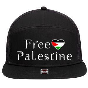 Palestine Free Palestine Free Gaza Heart 7 Panel Mesh Trucker Snapback Hat