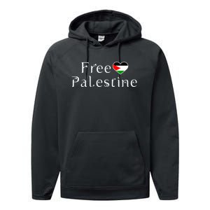 Palestine Free Palestine Free Gaza Heart Performance Fleece Hoodie